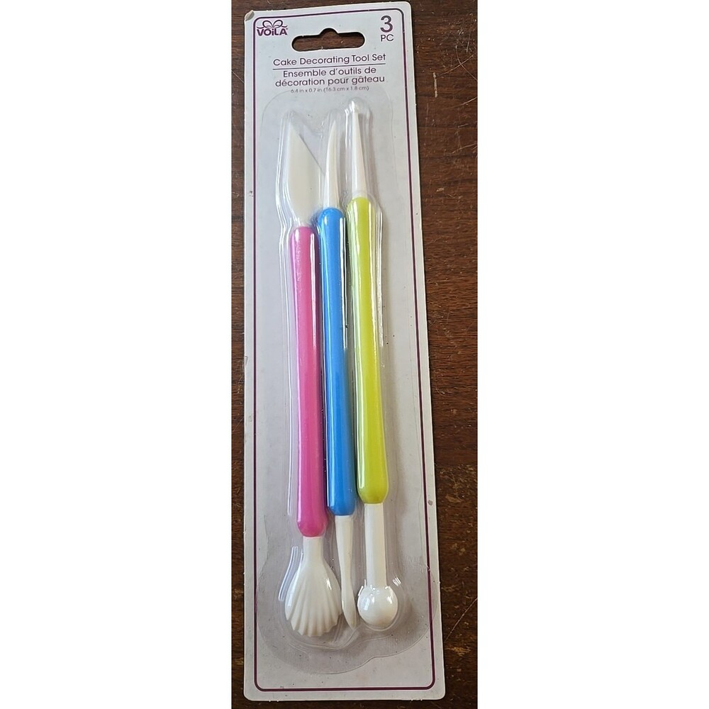 Voila 3 Piece Cake Decorating Modeling Tool Set - Pink Blue Green White